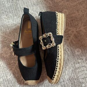 Sam Edelman Black Espadrilles with Gold Accent